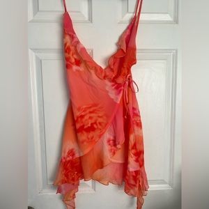 Sheer mango sunset mini dress